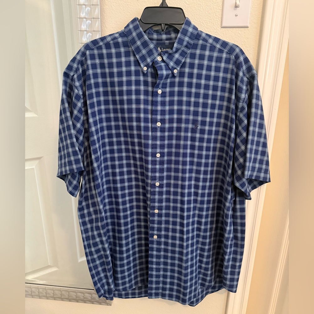 Polo by Ralph Lauren Blue Plaid Short-Sleeve Button-Down Shirt - XL